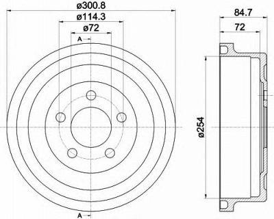 HELLA PAGID 8dt355302571 -  Тормозной барабан